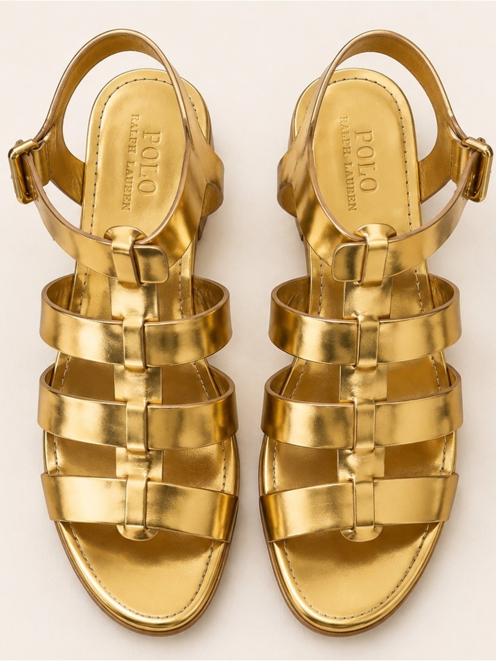 Polo by Ralph Lauren Gold Metallic Strappy Sandals size 7.5